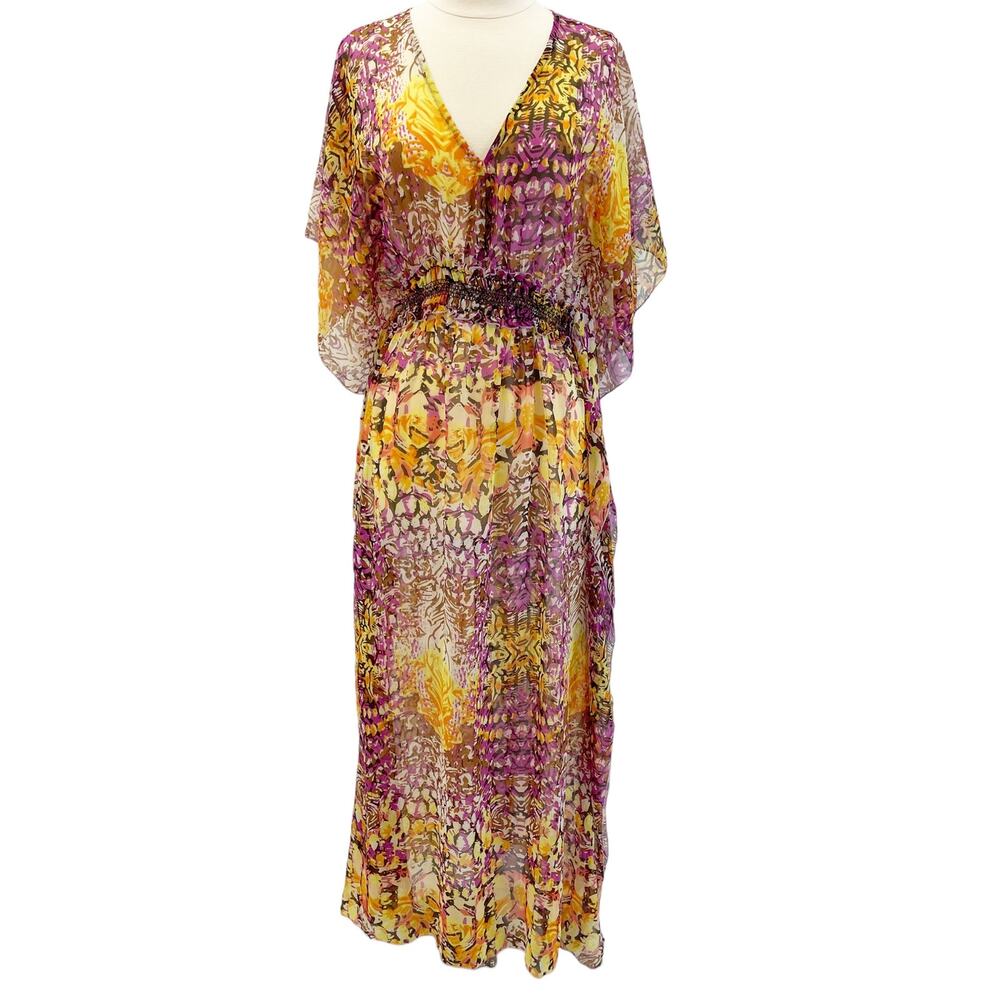 Steve Madden Womens XS/S Cover Up Maxi Dress‎ Kimono Sleeve Semi-Sheer Flowy